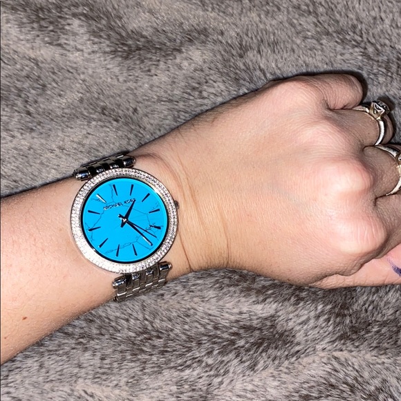 Michael Kors two tone BLUE MARBLE watch
